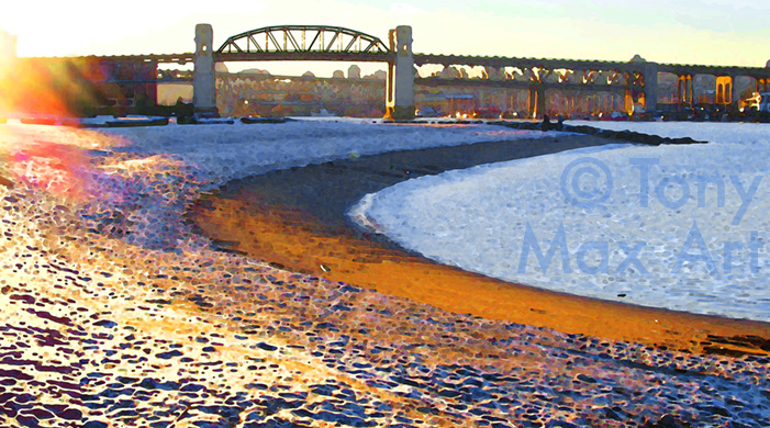 Burrard Bridge - Sun Flare - Vancouver Art Prints by artist Tony Max