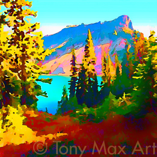 "Chain Lakes Trail – Square" – Pacific Northwest paintings by artist Tony Max