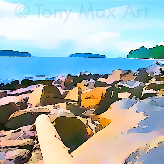"Coastal Vista 6 – Overview – Square" – BC fine al art by artist Tony Max