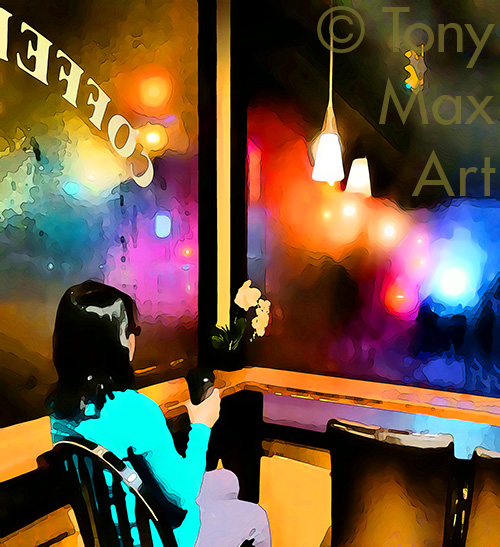 Coffee House Haven – Figure art by artist Tony Max