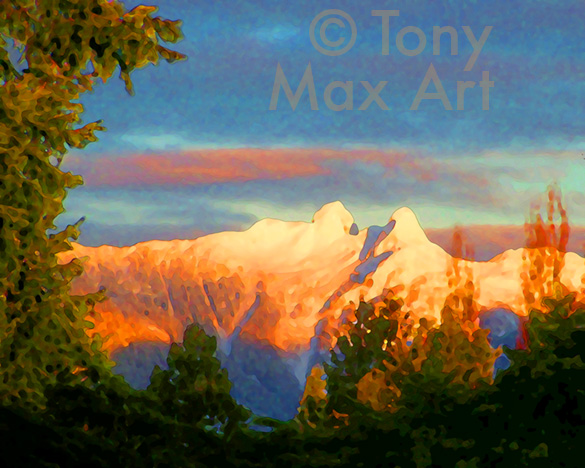 Early Light – Lions Peaks - North Shore art by British Columbia artist Tony Max