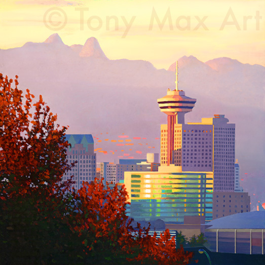 "Harbour Center and Lions– Vancouver fine art by artist Tony Max