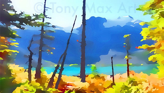 "Joffre Lake – Helter Skelter" – fine art paintings of B. C. by printmaker Tony Max