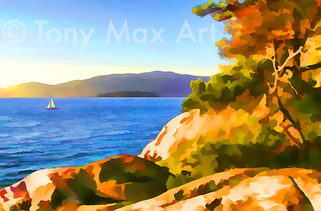 "Lighthouse Park – Sailing" – Vancouver art and B. C. art by Tony Max