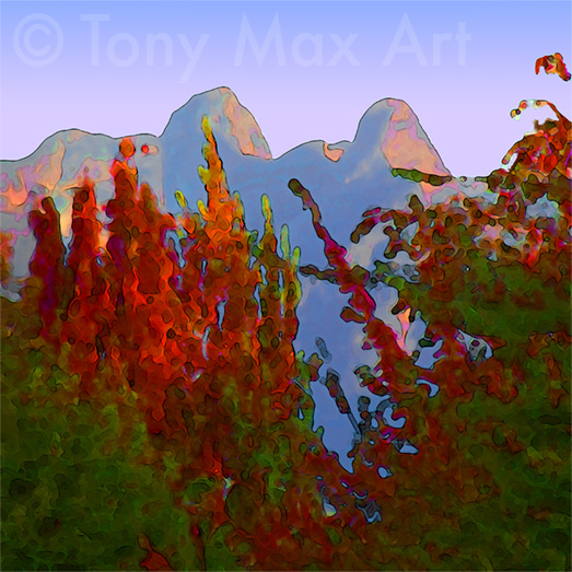 "Lions Peaks - Fall Colour" - Vancouver art prints by BC artist Tony Max