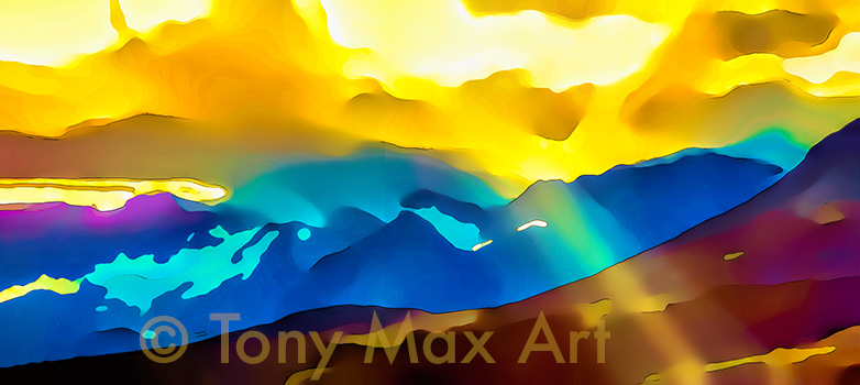 "Mountain Grandeur 86" - B. C. landscape paintings by painter Tony Max