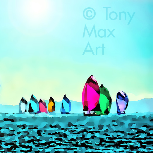 "Regatta 3 – Square" – Sailing paintings by painter Tony Max
