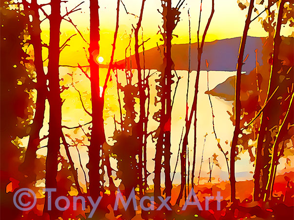 "Solar Cusp Radiance (Horizontal) - B. C. paintings by artist Tony Max