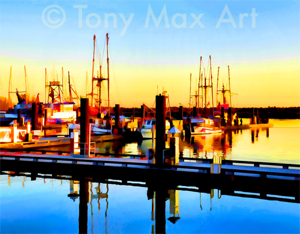 "Steveston Marina – Waning Light" – Richmond B. C. painter Tony Max