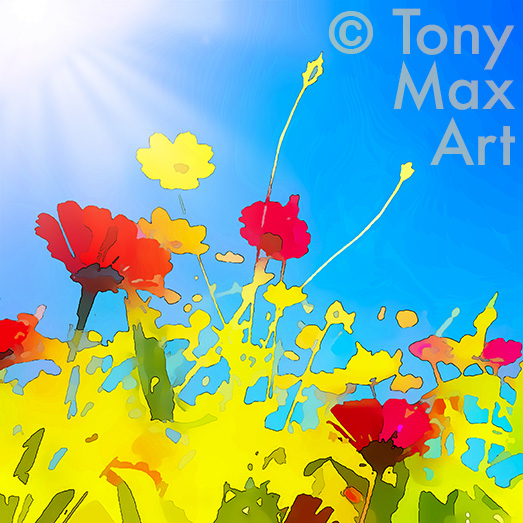 "Wildflowers 1 – Square" – botanical art by painter Tony Max