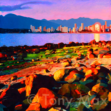 Fiery Sunset  - Vancouver Art Prints by renowned Canadian artist Tony Max