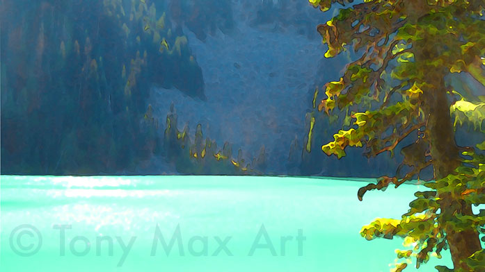 Alpine Lake – Cool Green – Canadian landscape art prints by artist Tony Max