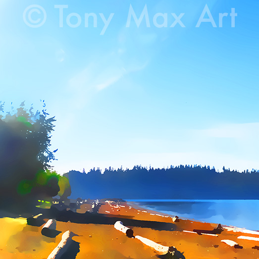 "Spanish Banks – Close-up Square"- visual art of Vancouver by master painter Tony Max