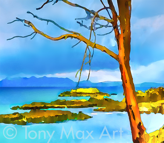 Arbutus – Rugged Coast – Almost Square" – Britich Columbia coastal paintings by artist Tony Max