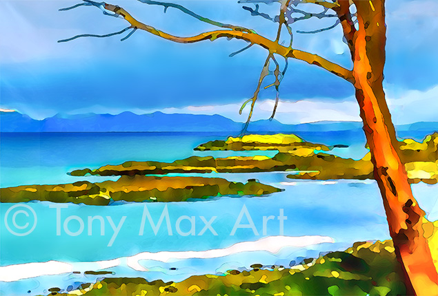 "Arbutus – Rugged Coast – Horizontal" –  British Columbia art by Tony Max