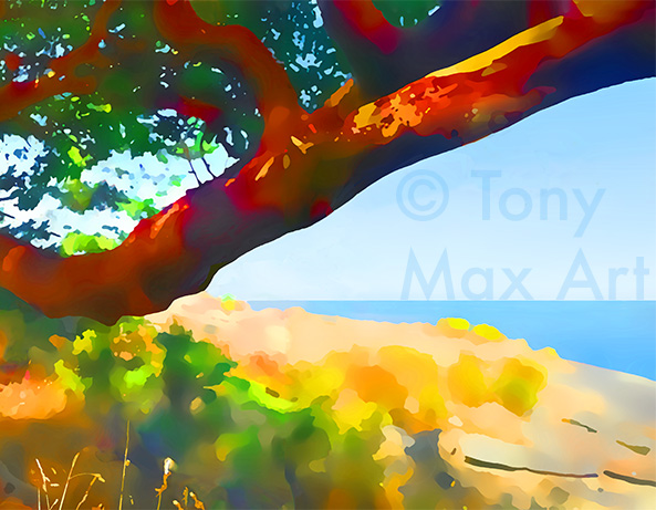 "Arbutus – Twisted Simple" – Canadian landscape art prints by Tony Max