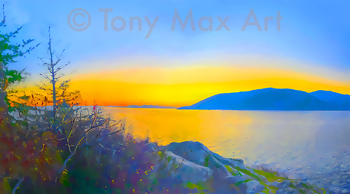 "Gold Horizon – Panorama" - B. C. art prints by artist Tony Max