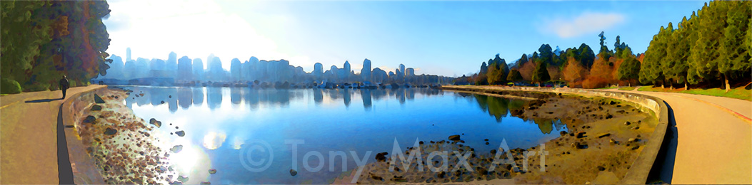 "Blue Skyline Panorama" - Stanley Park art prints by Tony Max