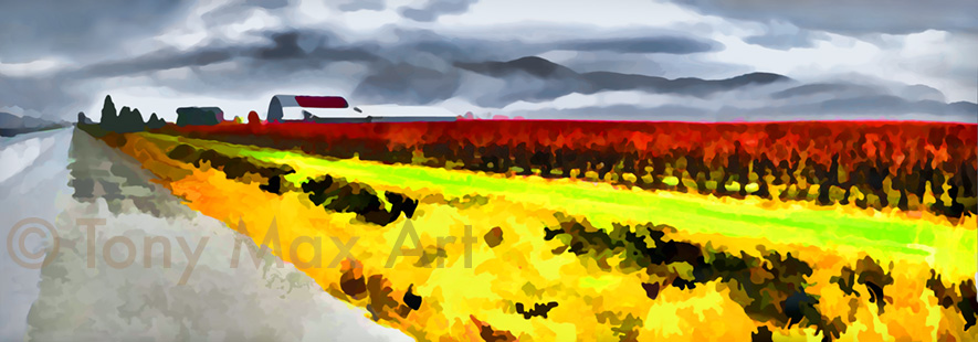 "Blueberry Fields in November – Long" – Fraser Valley art by Tony Max artist