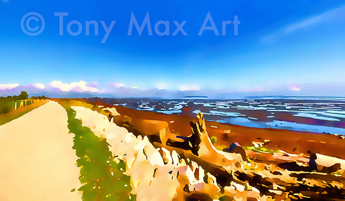"Boundary Bay Afternoon With Path" – Richmond, B. C. paintings by artist Tony Max painter