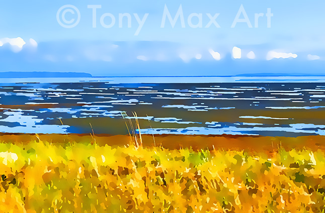 "Boundary Bay – Gold – Horizontal" – Delta, British Columbia art by artist Tony Max