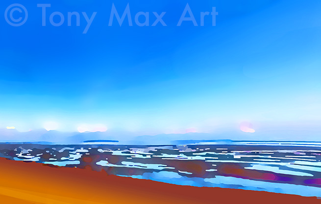 "Boundary Bay - Smooth Sand – Panorama" – Delta, British Columbia art by artist Tony Max