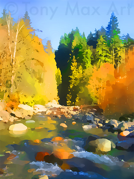"British Columbia – Fall Creek" –  B. C. art prints by artist Tony Max