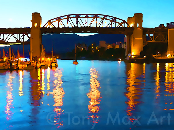 Burrard Bridge – Evening Glow  - Vancouver pictures by artist Tony Max