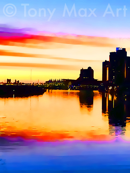 "Canada Place – Morning Silhouette" – Vancouver images by painter Tony Max