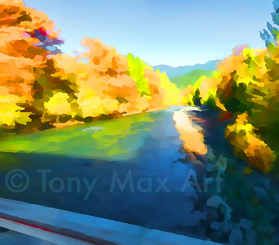 "Canadian River in Fall" – British Columbia art prints by artist Tony Max