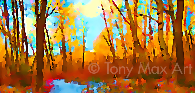 "Canadian Winter Landscape – Panorama" – Canadian landscape art by painter Tony Max