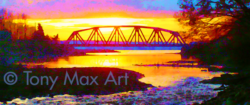 "Capilano Bridge and River" - Vancouver art pints by artist Tony Max