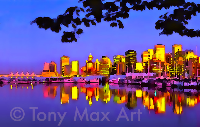 "Coal Harbour Sundown – Hoiizontal" -  art of Vancouver by Tony Max