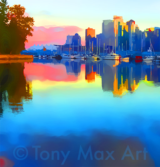 "Coal Harbour Sunset (Close-up) - Vancouver art by artist Tony Max