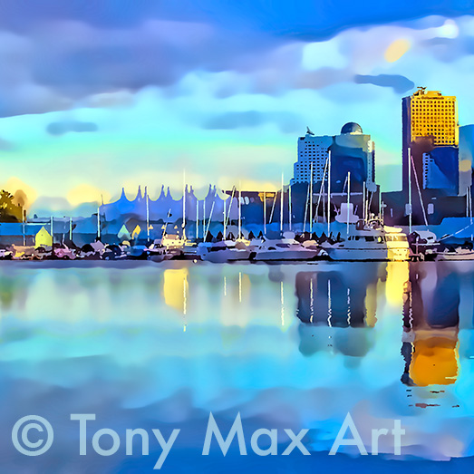 "Coal Harbour View &ndash; Square" &ndash; Vancouver paintings by artist Tony Max