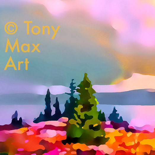 "Coastal Vista 88 – Square" – B. C. fine al art by artist painter Tony Max