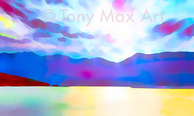 "Coastal Ferry – Looking Back – Horizontal" - coastal B. C. art by Tony Max