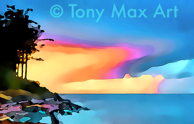 "Coastal Vista 112 – Closeup" – BC coastal paintings by artist Tony Max