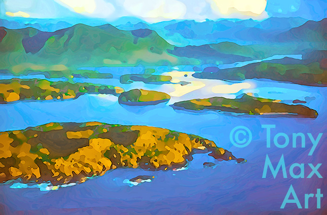 "Coastal Vista 116 – Clayoquat Sound, BC coastal art by painter Tony Max