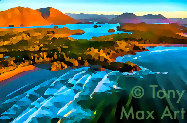 "Coastal Vista 118 – BC coastal art by painter Tony Max
