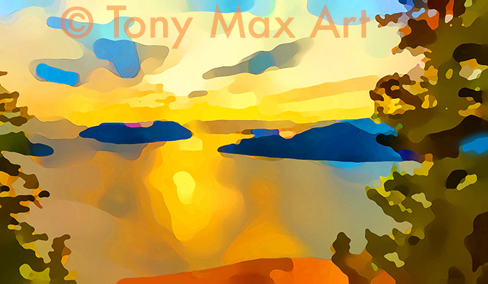 "Coastal Vista 124 &ndash; Horizontal" &ndash; BC coast art by artist Tony Max