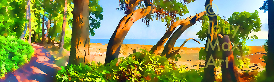 "Coastal Vista 2 – Panorama" - British Columbia coastal paintings by painter Tony Max