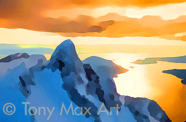 "Coastal Vista 74" – Britisih Columbia coast art by painter Tony Max artist