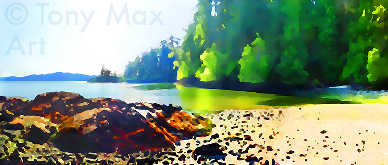 Colorful Cove in May (Mid-Width" - B. C. art prints by artist Tony Max