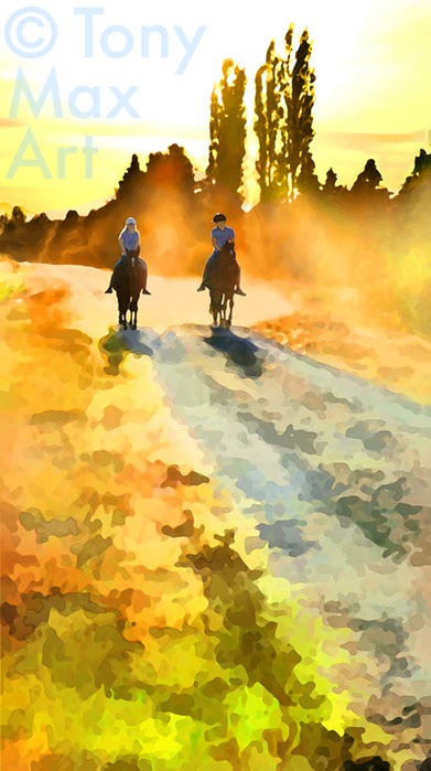 "Country Riders – Dusty Road" – Canadian landscape art prints by artist Tony Max