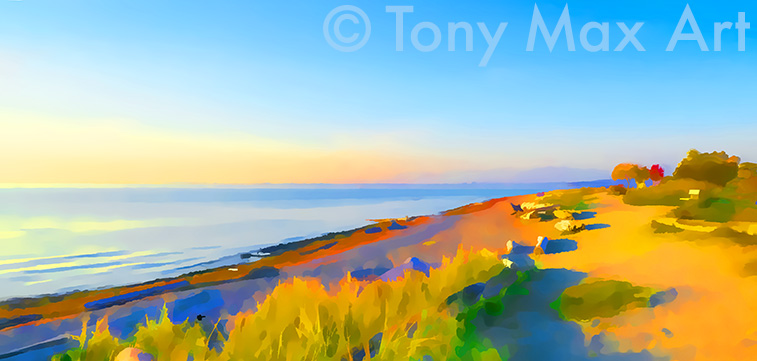 "Crescent Beach Sunset– Mid-Width" – Surrey, B. C. art by British Columbia painter Tony Max