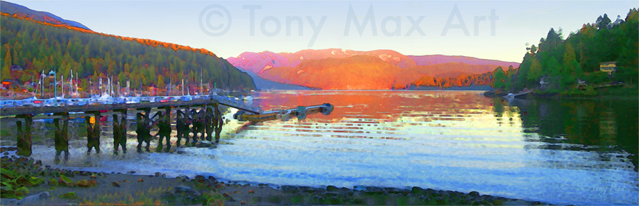 Deep Cove Wharf Sundown - Vancouver Art Prints by artist Tony Max