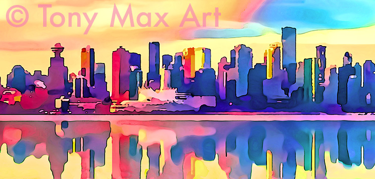 "Downtown Morning" &ndash; Vancouver paintings by Canadian painter Tony Max