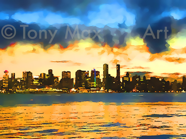 "Downtown Sunset Spectacle" – Vancouver images by Tony Max artist