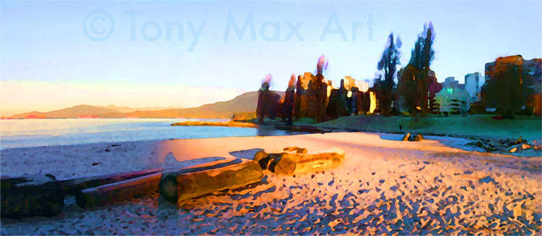English Bay - Sandy Beach - Vancouver art prints by artist Tony Max